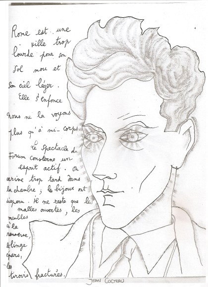 Jean Cocteau dessin-Rome