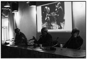 Stefano Schiavoni (Assessore alla Cultura di Senigallia), Maurizio Cesarini (artista), Paolo Tarsi (direttore artistico di Contemporary Jukebox)